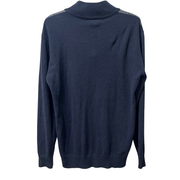 Method Men's Argyle 1/4 Zip Sweater High Mock Neck Blue/Gray Medium - Picture 3 of 6